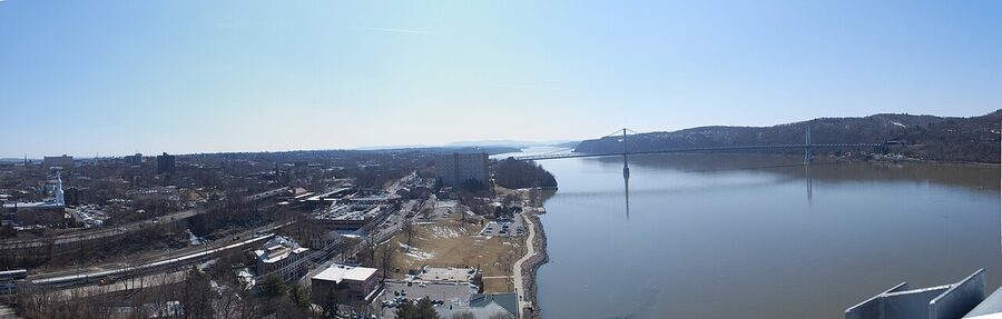 Panorama of the Walkway Over the Hudson pedestrian bridge near Poughkeepsie