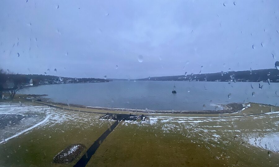 Blue-hour view of Keuka Lake from Penn Yan, New York