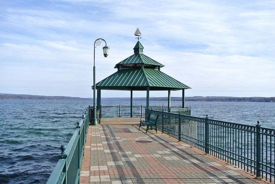 Owasco Lake in Cayuga County, Finger Lakes, with calm water