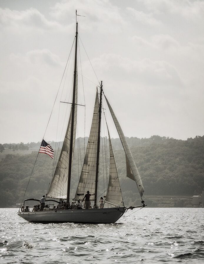 Sailboats on Seneca Lake on a clear day