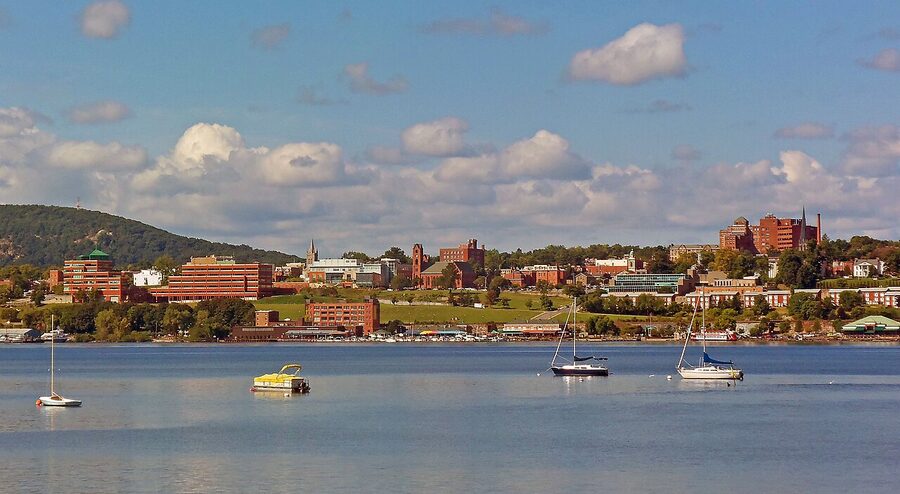 View across the Hudson River from Beacon NY toward downtown Newburgh