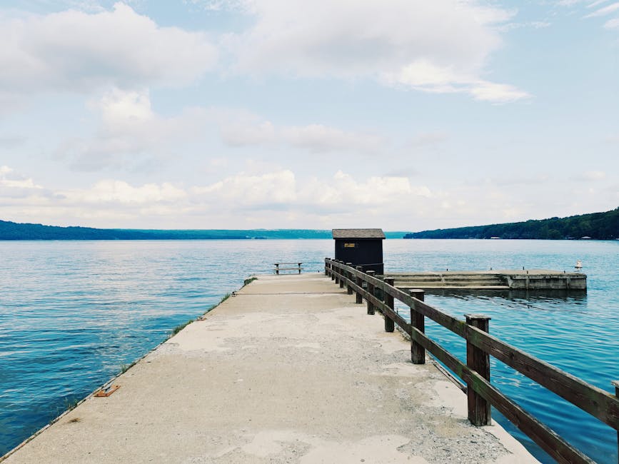 Cayuga Lake shoreline pier, Finger Lakes