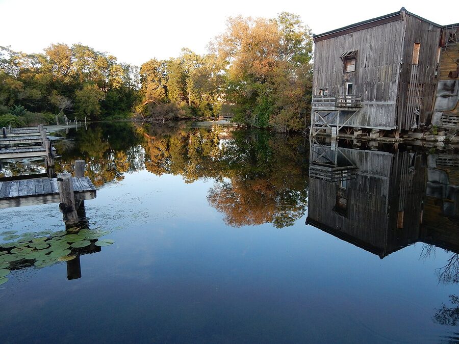 Keuka Lake Outlet east from Water Street picnic area in Penn Yan