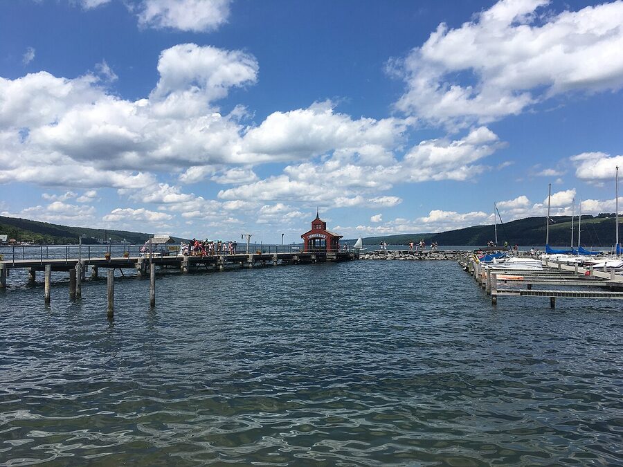 A view of Seneca Lake from Watkins Glen the south-end gateway to Lamoreaux Landing
