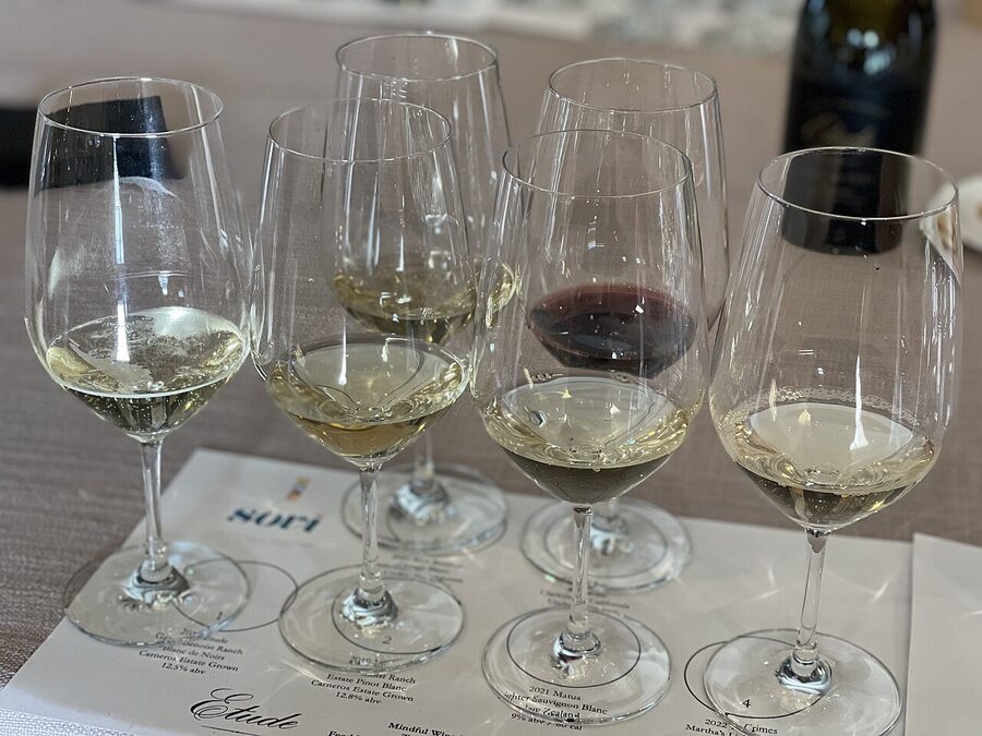 A wine tasting setup