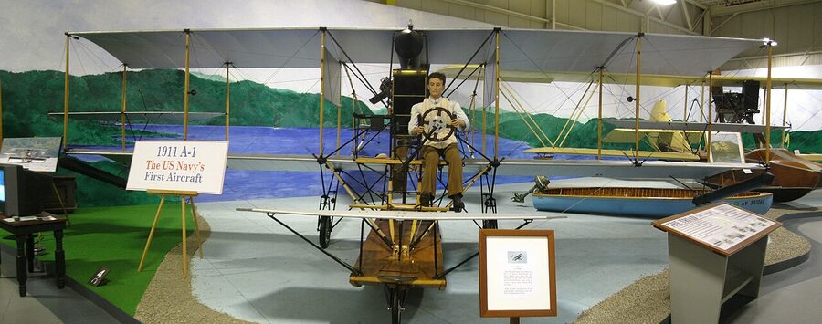 Replica of the Curtiss A-1 Triad, the US Navy's first aircraft, at the Curtiss Museum