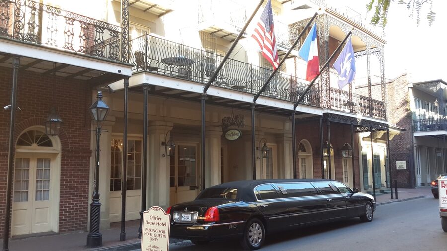 Stretch limousine on a city street